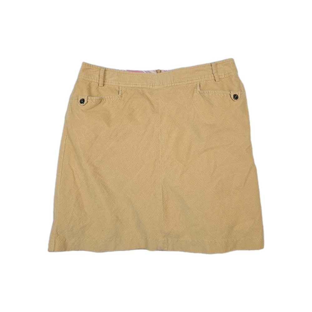 Tehama Nancy Haley Tan Corduroy A-Line Mini Skirt Womens 10 Lined Beige Pocket